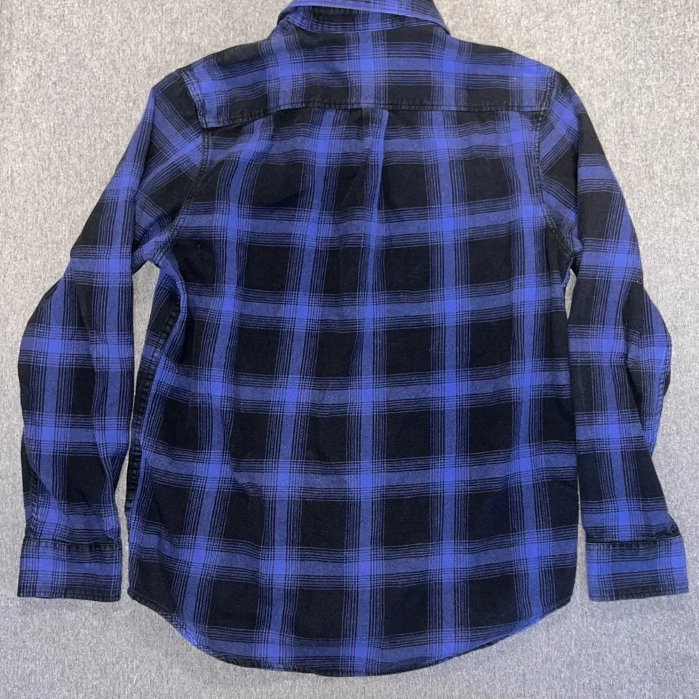 Vans Off The Wall Shirt Mens M Blue Plaid Collard Flannel Button Long Sleeve - Picture 2 of 7